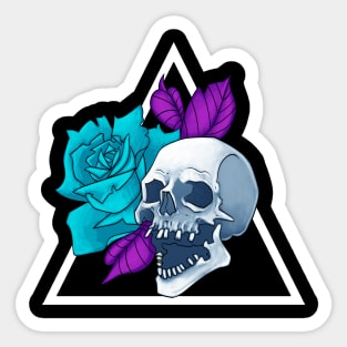 Blue Rose Flower Skull Sticker